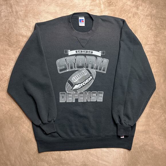 Vintage 90s Storm Defense Football Crewneck Sweatshirt Russell Athletic Sporty - Picture 7 of 7